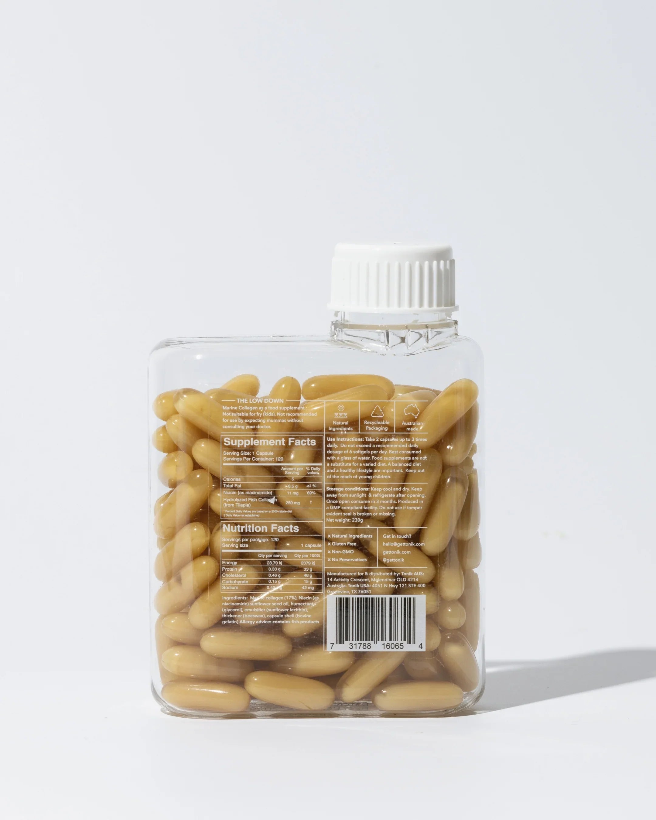 Tonik Marine Collagen Capsules — 120 Caps | Skin, Hair & Joint Support